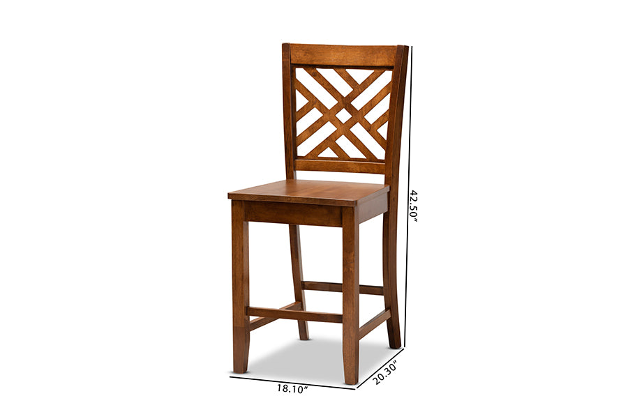 Baxton Studio Caron Modern and Contemporary Transitional Dark Brown Finished Wood 2-Piece Counter Stool Set | Counter Stools | Modishstore - 14