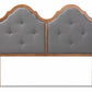 Baxton Studio Falk Vintage Classic Traditional Dark Grey Fabric Upholstered and Walnut Brown Finished Wood Queen Size Arched Headboard | Headboards | Modishstore - 5