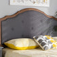Baxton Studio Gala Vintage Classic Traditional Dark Grey Fabric Upholstered and Walnut Brown Finished Wood Queen Size Arched Headboard | Headboards | Modishstore
