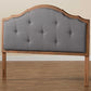 Baxton Studio Gala Vintage Classic Traditional Dark Grey Fabric Upholstered and Walnut Brown Finished Wood Queen Size Arched Headboard | Headboards | Modishstore - 3