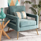Baxton Studio Leland Glam and Luxe Light Blue Velvet Fabric Upholstered and Gold Finished Armchair | Modishstore | Armchairs