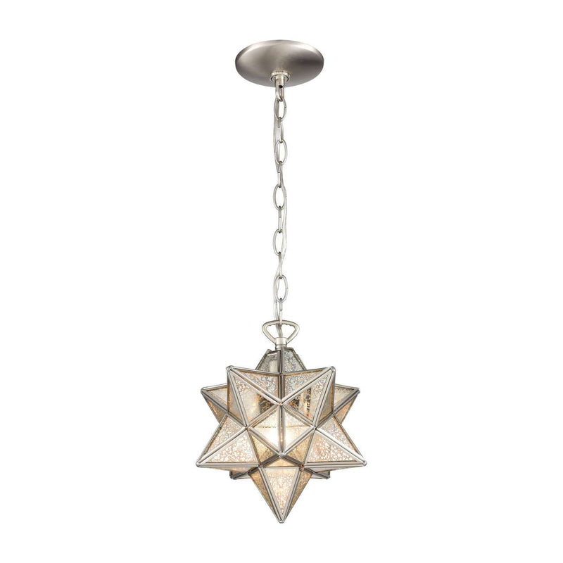 Moravian Star 1-Light Mini Pendant in Polished Nickel with Silver Mercury Glass - Small ELK Home | Pendant Lamps | Modishstore