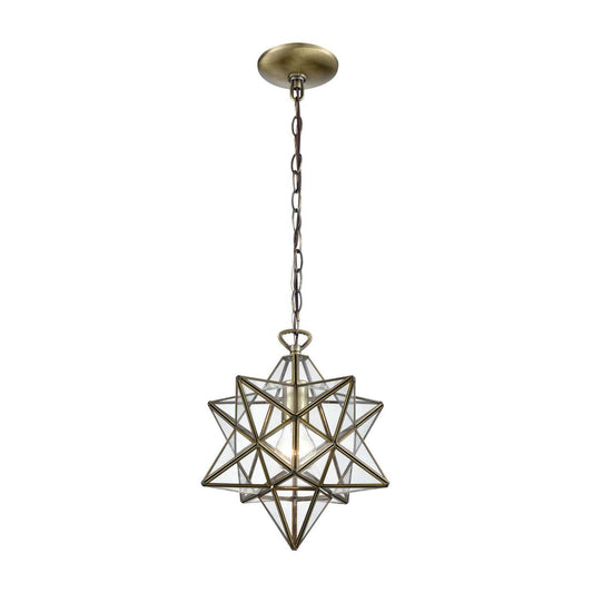 Moravian Star 1-Light Mini Pendant in Antique Brass with Clear Glass - Large ELK Home | Pendant Lamps | Modishstore