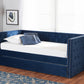 Baxton Studio Larkin Modern and Contemporary Navy Blue Velvet Fabric Upholstered Twin Size Daybed with Trundle | Modishstore | Beds