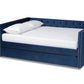 baxton studio larkin modern and contemporary navy blue velvet fabric upholstered full size daybed with trundle | Modish Furniture Store-2