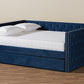 Baxton Studio Larkin Modern and Contemporary Navy Blue Velvet Fabric Upholstered Queen Size Daybed with Trundle | Daybeds | Modishstore - 3