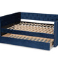 Baxton Studio Larkin Modern and Contemporary Navy Blue Velvet Fabric Upholstered Queen Size Daybed with Trundle | Daybeds | Modishstore - 8