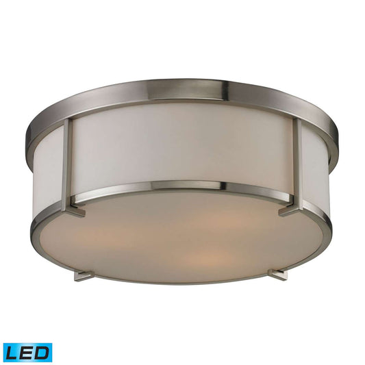 Flushmounts 3-Light Flush Mount in Brushed Nickel with Opal White Glass - Includes LED Bulbs | Ceiling Lamps | Modishstore