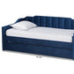 Baxton Studio Lennon Modern and Contemporary Navy Blue Velvet Fabric Upholstered Full Size Daybed with Trundle | Daybeds | Modishstore - 9