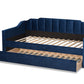 Baxton Studio Lennon Modern and Contemporary Navy Blue Velvet Fabric Upholstered Full Size Daybed with Trundle | Daybeds | Modishstore - 10