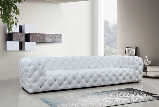 Divani Casa Dexter Transitional White Full Italian Leather 4 Seater Sofa | Modishstore | Sofas
