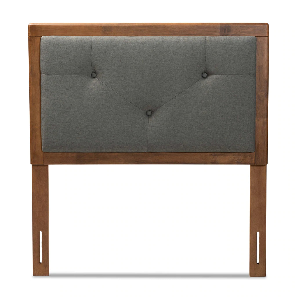 Baxton Studio Abner Modern and Contemporary Transitional Dark Grey Fabric Upholstered and Walnut Brown Finished Wood Full Size Headboard | Headboards | Modishstore - 6