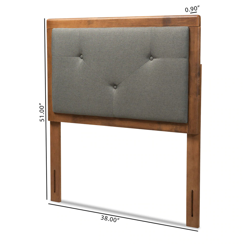 Baxton Studio Abner Modern and Contemporary Transitional Dark Grey Fabric Upholstered and Walnut Brown Finished Wood Full Size Headboard | Headboards | Modishstore - 4