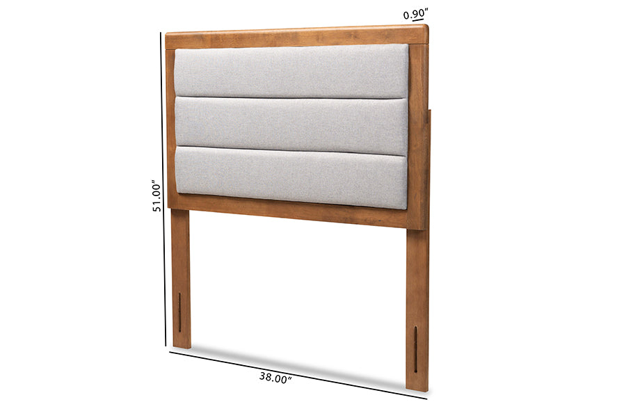 Baxton Studio Dexter Modern and Contemporary Light Grey Fabric Upholstered and Walnut Brown Finished Wood Twin Size Headboard | Headboards | Modishstore - 5