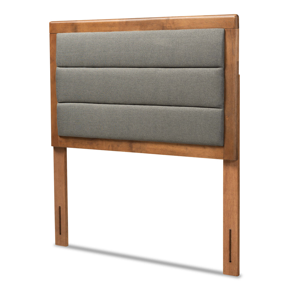 Baxton Studio Dexter Modern and Contemporary Dark Grey Fabric Upholstered and Walnut Brown Finished Wood Twin Size Headboard | Headboards | Modishstore - 2