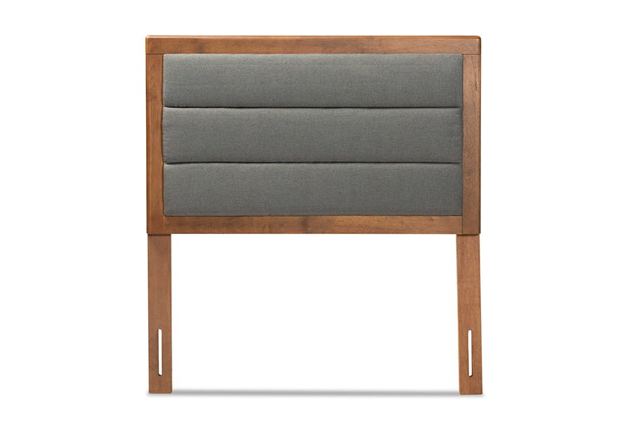 Baxton Studio Dexter Modern and Contemporary Dark Grey Fabric Upholstered and Walnut Brown Finished Wood Twin Size Headboard | Headboards | Modishstore - 6