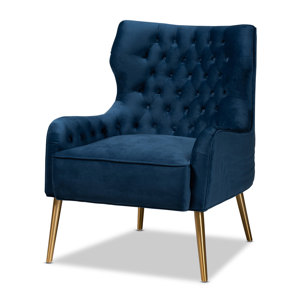 Baxton Studio Nelson Modern Luxe and Glam Grey Velvet Fabric Upholstered and Gold Finished Metal Armchair | Armchairs | Modishstore - 10