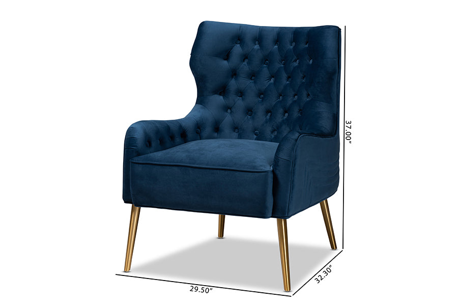 Baxton Studio Nelson Modern Luxe and Glam Grey Velvet Fabric Upholstered and Gold Finished Metal Armchair | Armchairs | Modishstore - 16
