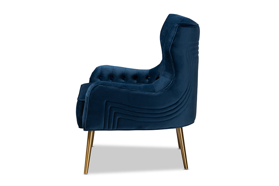 Baxton Studio Nelson Modern Luxe and Glam Grey Velvet Fabric Upholstered and Gold Finished Metal Armchair | Armchairs | Modishstore - 14