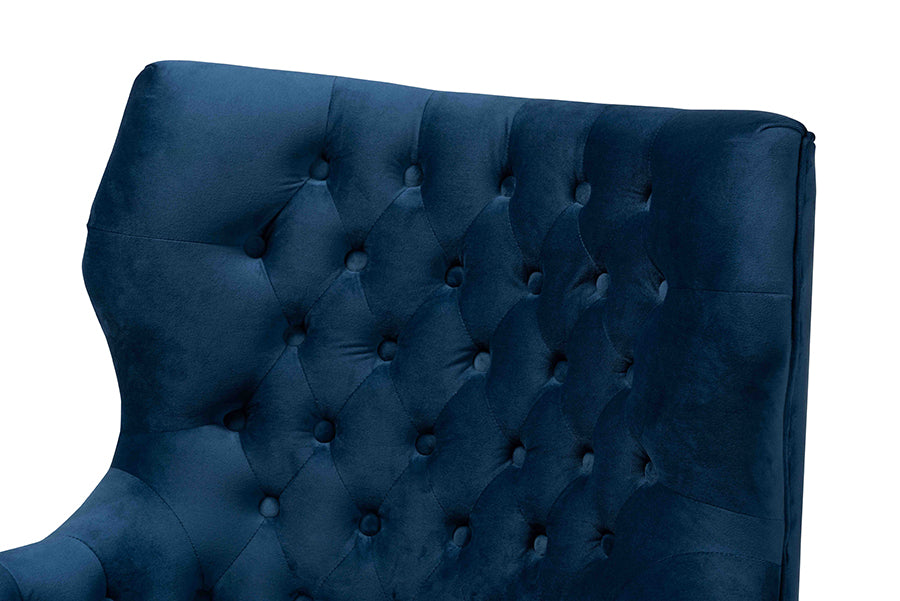 Baxton Studio Nelson Modern Luxe and Glam Grey Velvet Fabric Upholstered and Gold Finished Metal Armchair | Armchairs | Modishstore - 12