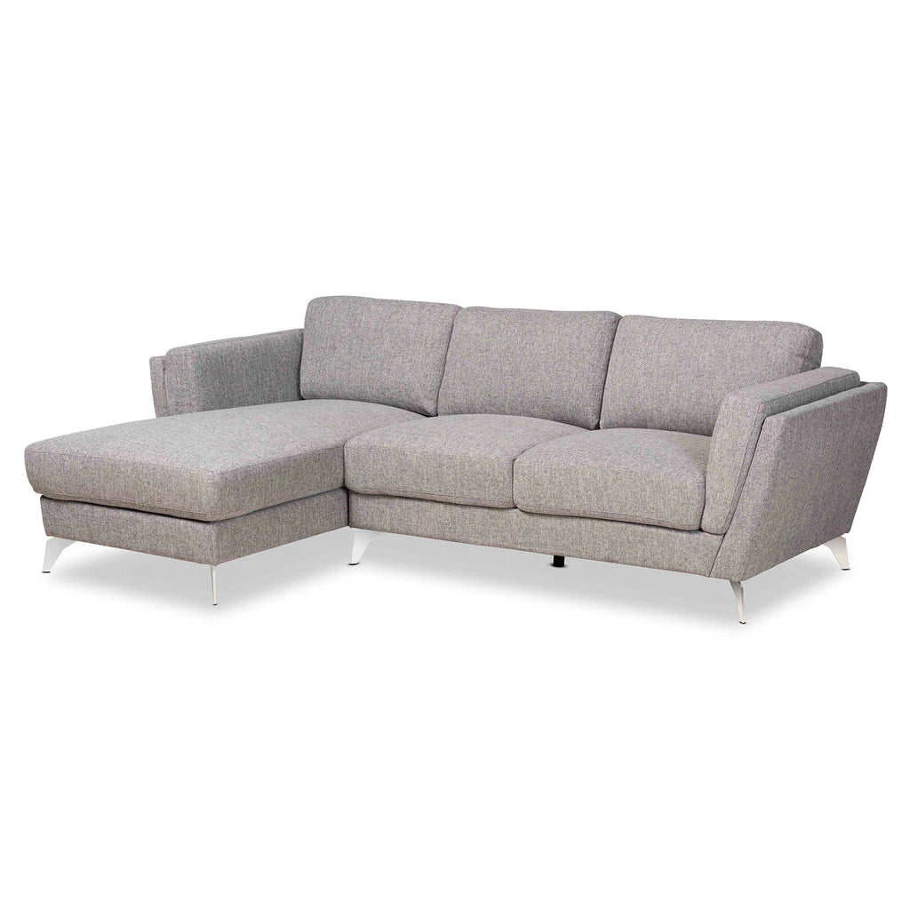 Baxton Studio Mirian Modern and Contemporary Grey Fabric Upholstered Sectional Sofa with Left Facing Chaise | Sofas | Modishstore - 3