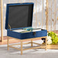 Baxton Studio Aliana Glam and Luxe Navy Blue Velvet Fabric Upholstered and Gold Finished Metal Small Storage Ottoman | Ottomans | Modishstore