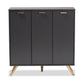 Baxton Studio Kelson Modern and Contemporary Dark Grey and Gold Finished Wood 3-Door Shoe Cabinet | Cabinets | Modishstore - 7