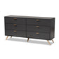 Baxton Studio Kelson Modern and Contemporary Dark Grey and Gold Finished Wood 6-Drawer Dresser | Dressers | Modishstore - 2