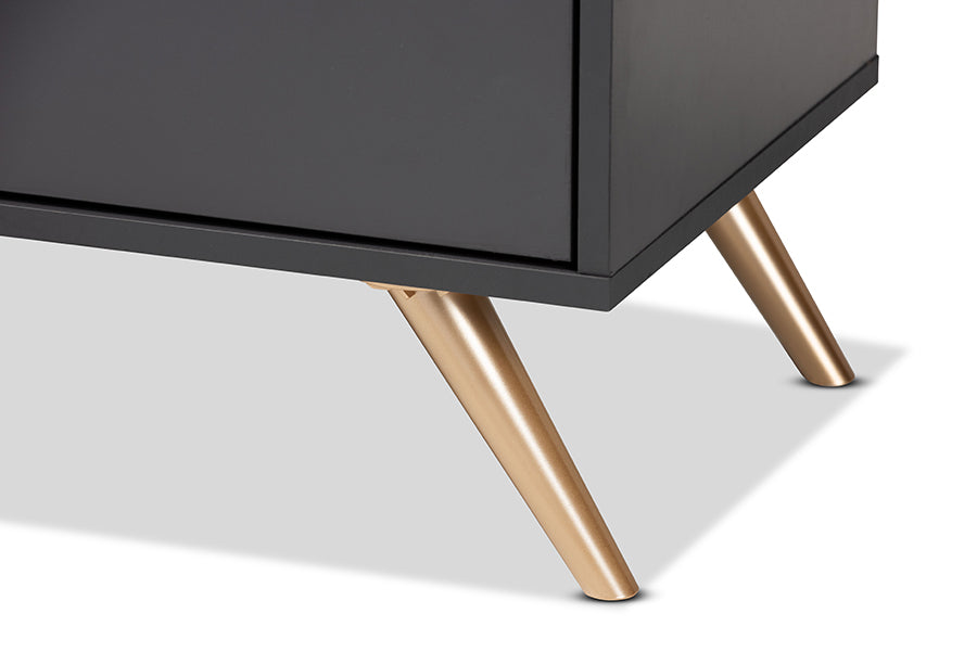 Baxton Studio Kelson Modern and Contemporary Dark Grey and Gold Finished Wood 6-Drawer Dresser | Dressers | Modishstore - 3