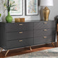 Baxton Studio Kelson Modern and Contemporary Dark Grey and Gold Finished Wood 6-Drawer Dresser | Dressers | Modishstore - 9