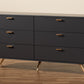 Baxton Studio Kelson Modern and Contemporary Dark Grey and Gold Finished Wood 6-Drawer Dresser | Dressers | Modishstore