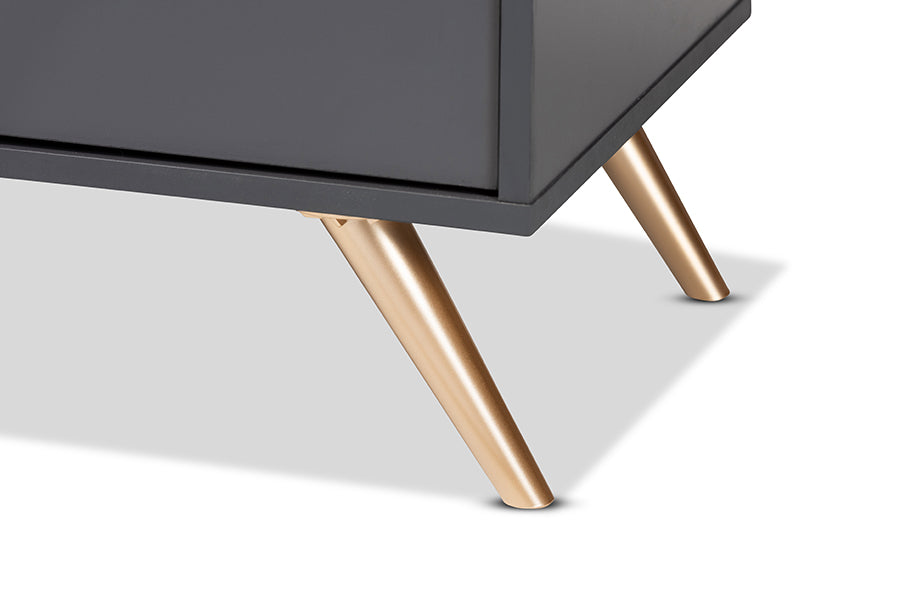 Baxton Studio Kelson Modern and Contemporary Dark Grey and Gold Finished Wood 2-Door Sideboard Buffet | Sideboards | Modishstore - 4