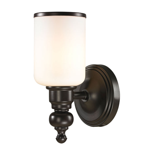 Bristol Way 1-Light Vanity Lamp in Oil Rubbed Bronze with Opal White Blown Glass ELK Lighting | Vanity Light | Modishstore