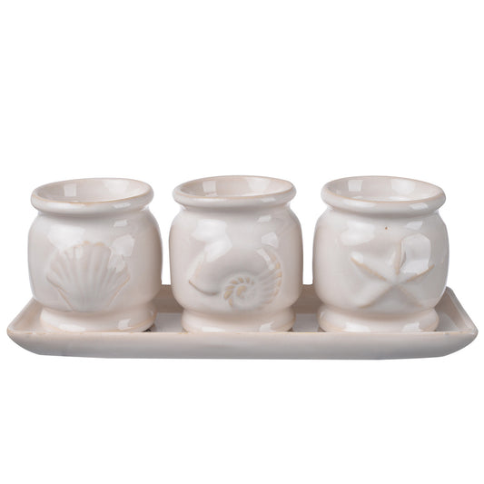 A&B Home Three-Cup Tealight Holder & Tray - Set Of 4 | Candle Holders | Modishstore