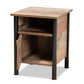 baxton studio vaughan modern and contemporary two tone rustic oak brown and black finished wood nightstand | Modish Furniture Store-3