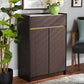 Baxton Studio Walker Modern and Contemporary Dark Brown and Gold Finished Wood Shoe Cabinet with Faux Marble Top | Cabinets | Modishstore - 3
