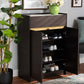 Baxton Studio Walker Modern and Contemporary Dark Brown and Gold Finished Wood Shoe Cabinet with Faux Marble Top | Cabinets | Modishstore