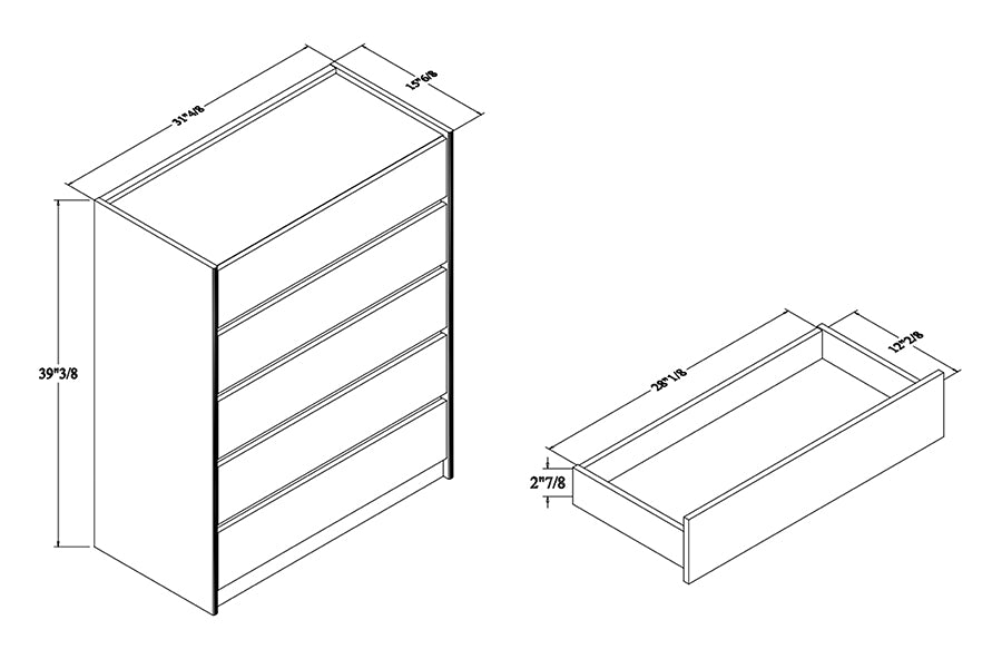Baxton Studio Walker Modern and Contemporary Dark Brown and Gold Finished Wood 5-Drawer Chest with Faux Marble Top | Drawers | Modishstore - 8