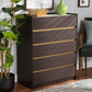 Baxton Studio Walker Modern and Contemporary Dark Brown and Gold Finished Wood 5-Drawer Chest with Faux Marble Top | Drawers | Modishstore - 9