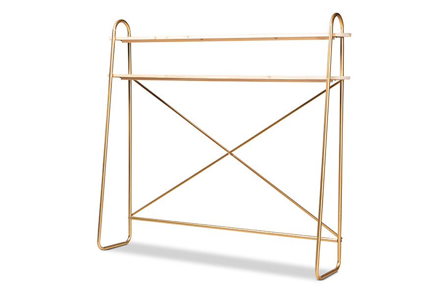 Baxton Studio Merida Glam 2-Tier Over Bed Queen Size Storage Display Shelf | Shelves & Shelving Units | Modishstore - 5