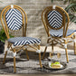 Baxton Studio Alaire Classic French Indoor and Outdoor Blue and White Bamboo Style Stackable 2-Piece Bistro Dining Chair Set | Modishstore