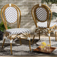 Baxton Studio Alaire Classic French Indoor and Outdoor Grey and White Bamboo Style Stackable 2-Piece Bistro Dining Chair Set | Modishstore