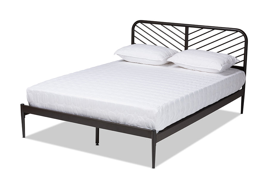 baxton studio dora modern and contemporary industrial black finished metal full size platform bed | Modish Furniture Store-2