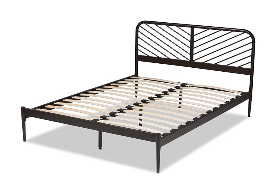 Baxton Studio Dora Modern and Contemporary Industrial Black Finished Metal Queen Size Platform Bed | Beds | Modishstore - 7
