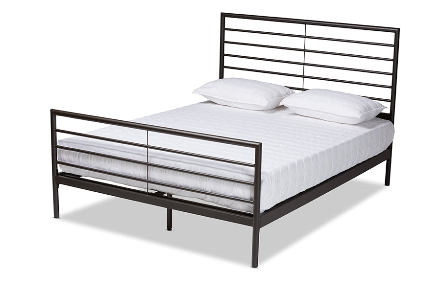 baxton studio alva modern and contemporary industrial black finished metal full size platform bed | Modish Furniture Store-2