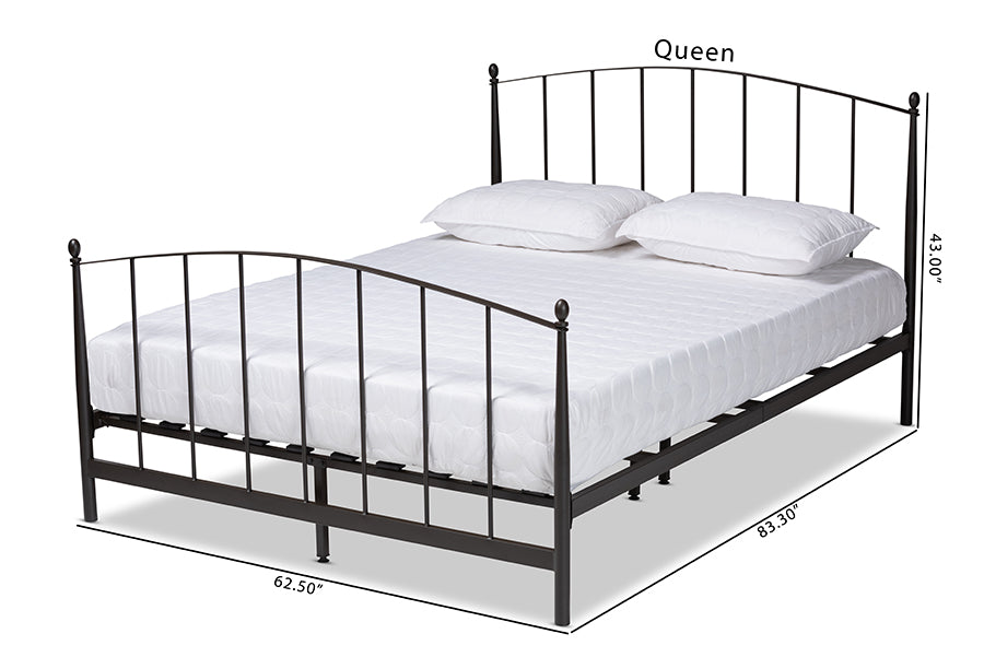 Baxton Studio Lana Modern and Contemporary Black Finished Metal Full Size Platform Bed | Beds | Modishstore - 6