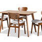 Baxton Studio Katya Mid-Century Modern Grey Fabric Upholstered and Walnut Brown Finished Wood 5-Piece Dining Set | Dining Sets | Modishstore - 3