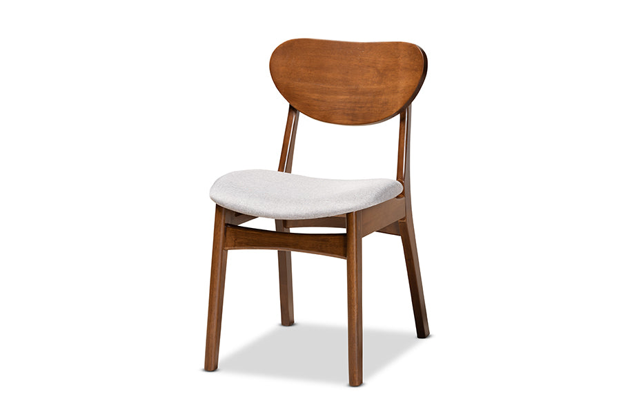 Baxton Studio Katya Mid-Century Modern Grey Fabric Upholstered and Walnut Brown Finished Wood 5-Piece Dining Set | Dining Sets | Modishstore - 8