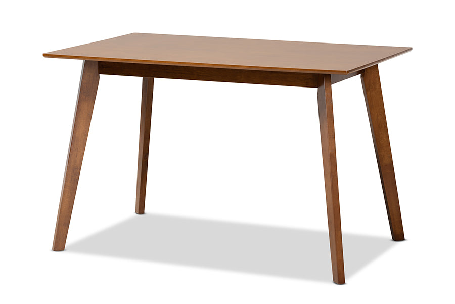 Baxton Studio Katya Mid-Century Modern Grey Fabric Upholstered and Walnut Brown Finished Wood 5-Piece Dining Set | Dining Sets | Modishstore - 6