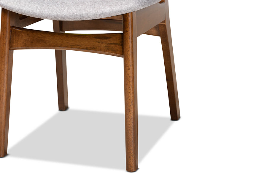 Baxton Studio Katya Mid-Century Modern Grey Fabric Upholstered and Walnut Brown Finished Wood 5-Piece Dining Set | Dining Sets | Modishstore - 7